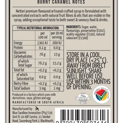 Nettari 750ML - Caramel FA Nettari Instabean Blue Curacao Ingredients