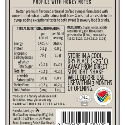 Nettari 750ML - Elderflower FA Nettari Instabean Blue Curacao Ingredients