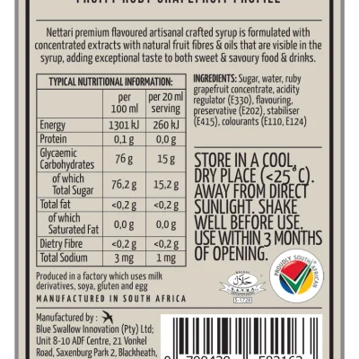 Nettari 750ML - Ruby Grapefuit FA Nettari Instabean Blue Curacao Ingredients