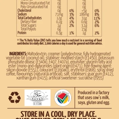 Instabean PBR � 1kg Jar Labels � Vanilla � No Added Sugar FA Nettari Instabean Frappe Vanilla Ingredients